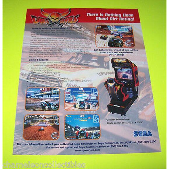 Dirt Devils Arcade FLYER Original NOS 1998 Video Game Art Sheet Race Car Vintage - Picture 2 of 2